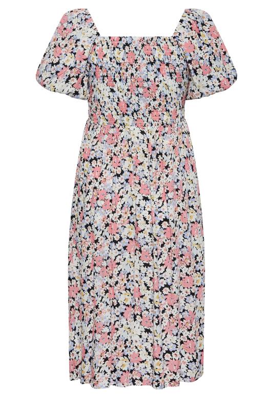 BUMP IT UP MATERNITY Curve Plus Size Pink Floral Shirred Dress | Yours Clothing  7