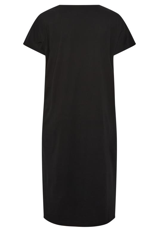 YOURS Plus Size Black Side Split Midaxi T-Shirt Dress | Yours Clothing 6