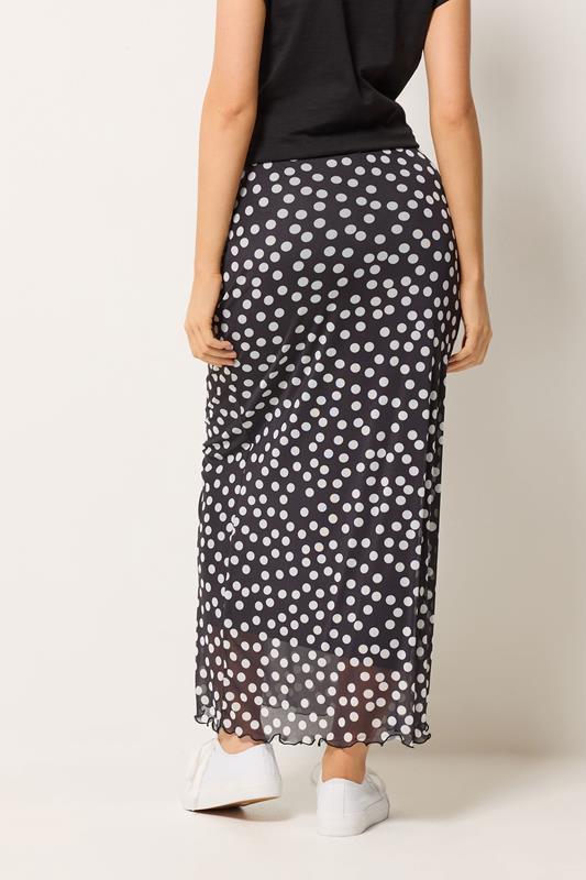 M&Co Black Polka Dot Mesh Maxi Skirt | M&Co 2