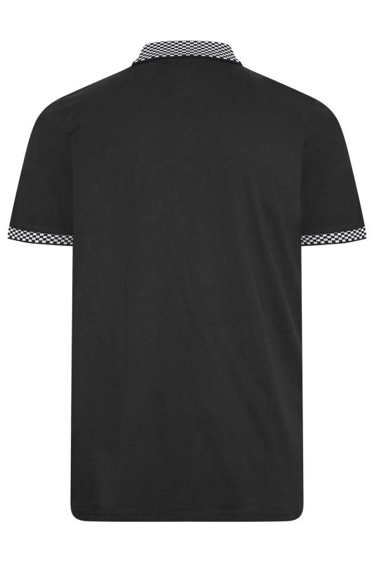 LAMBRETTA Big & Tall Black Check Collar Polo Shirt | BadRhino  4