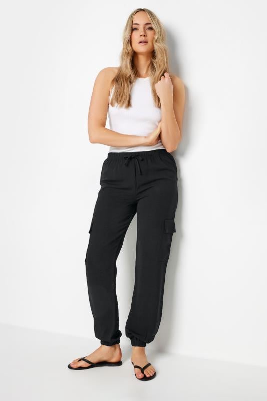  Grande Taille LTS Tall Black Crepe Cuffed Cargo Trousers