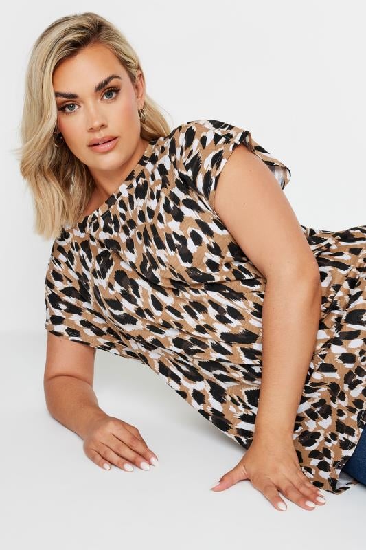 YOURS Plus Size Natural Brown Leopard Print Top | Yours Clothing  2