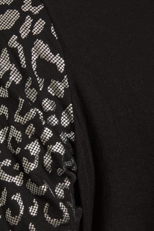 LIMITED COLLECTION Curve Black Leopard Print Foil Sleeve T-Shirt 5