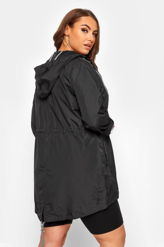 Plus Size Black Contrast Drawstring Pocket Parka | Yours Clothing 3