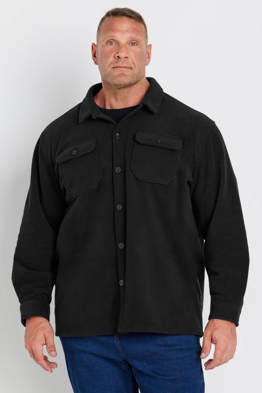 BadRhino Big & Tall Black Fleece Button Down Shacket | BadRhino 1