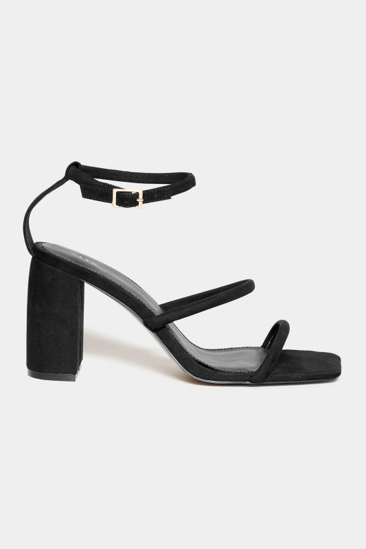 LTS Black Multi Strap Block Heel Sandals In Standard D Fit | Long Tall Sally 3