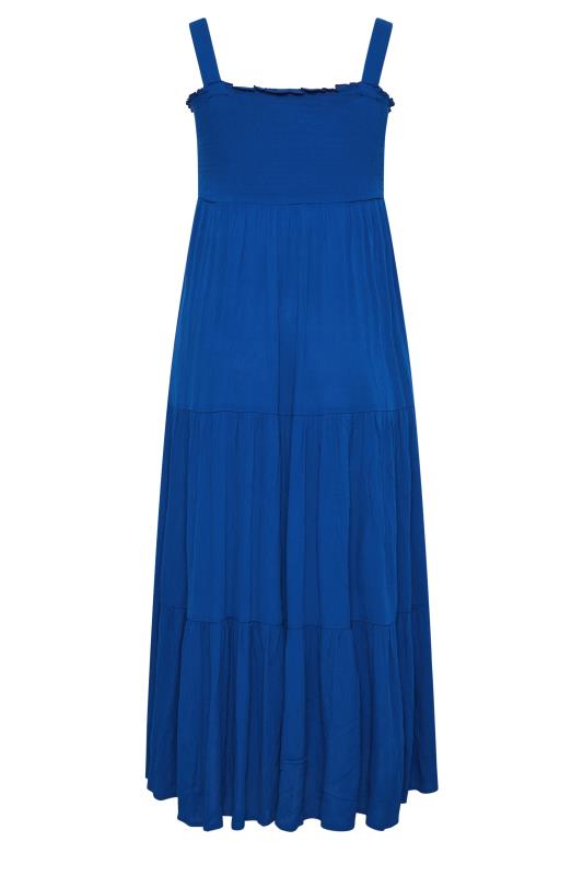 YOURS Plus Size Cobalt Blue Shirred Strappy Sundress | Yours Clothing  7
