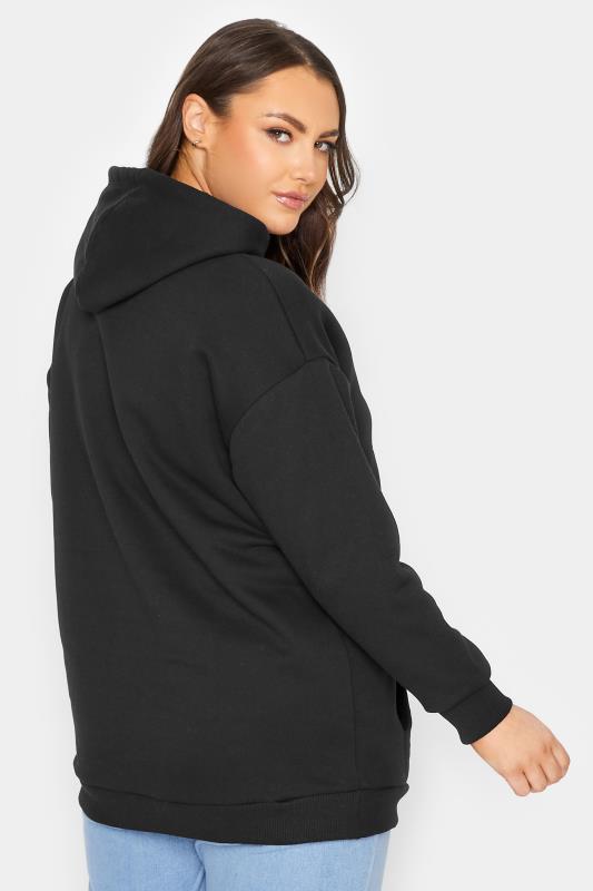 Plus Size Black Cat Graphic Print Hoodie | Yours Clothing 3