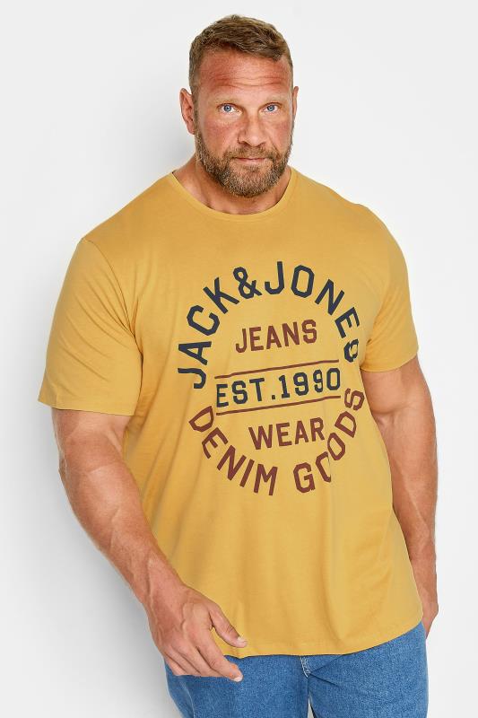 JACK & JONES Big & Tall 3 PACK Yellow & Blue Logo T-Shirts | BadRhino 2