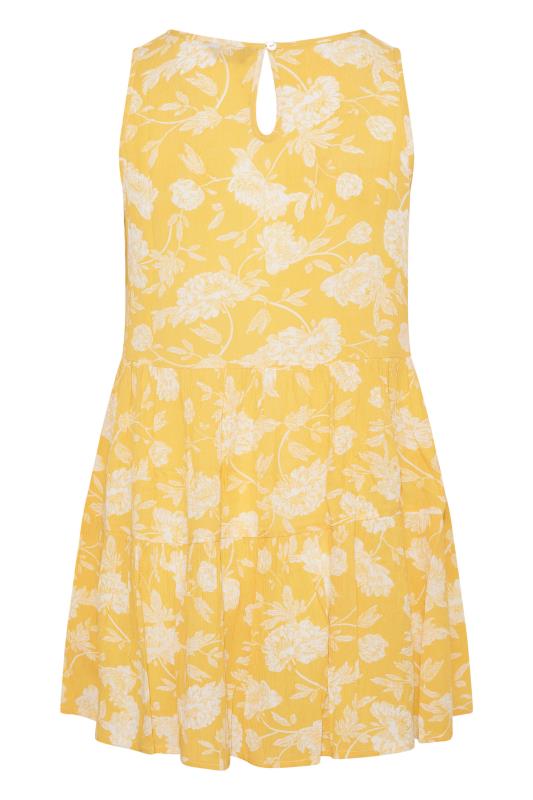 Curve Yellow Floral Print Tiered Tunic Top_BK.jpg