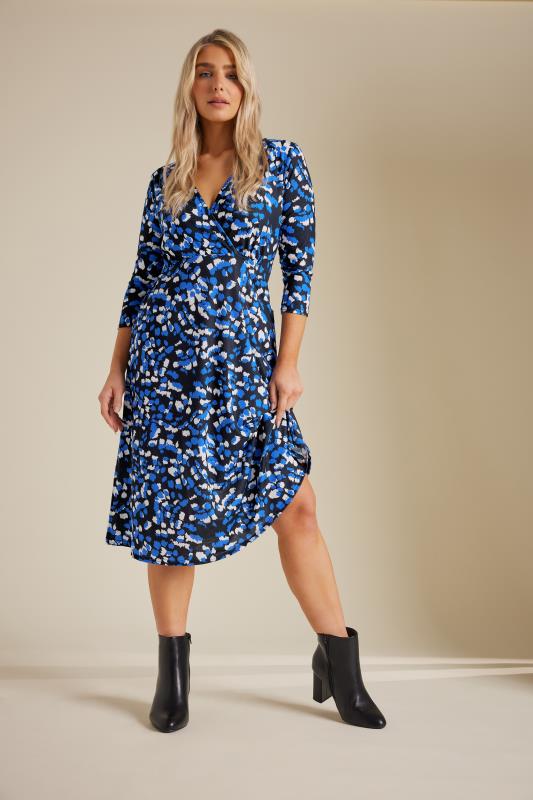 M&Co Blue Animal Print Wrap Dress | M&Co 5