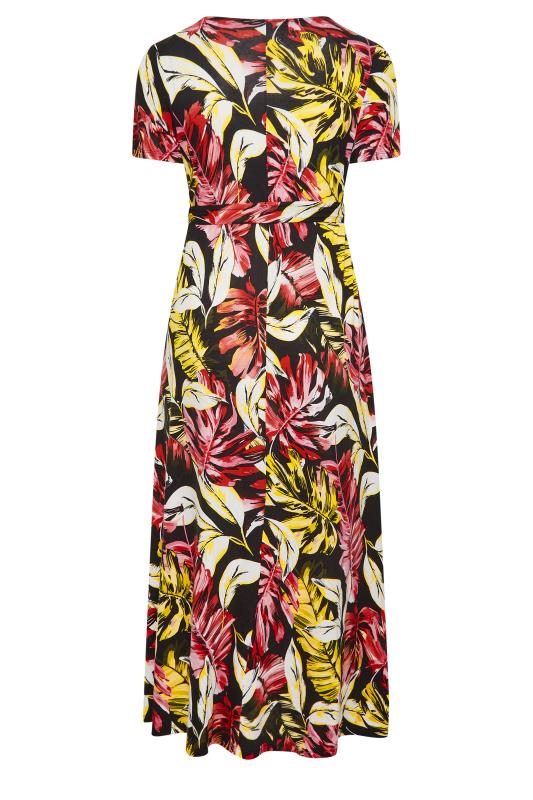 YOURS Plus Size Black Leaf Print Front Tie Maxi Dress | Yours Clothing 7