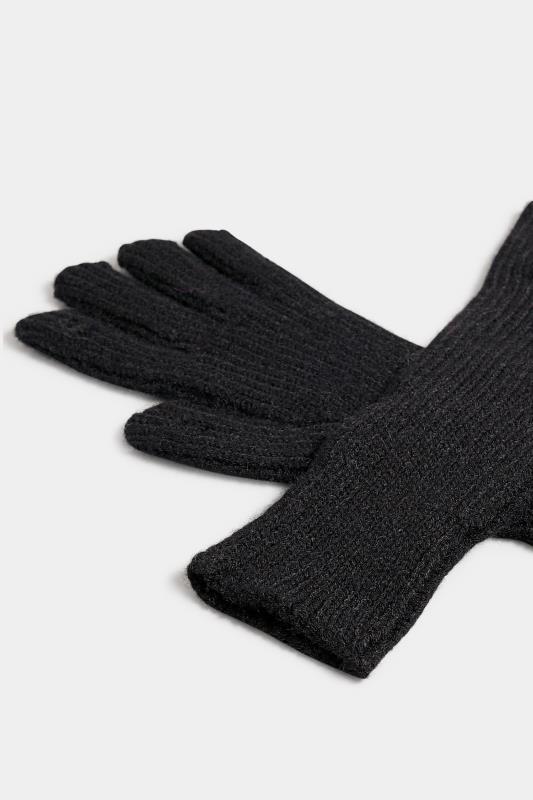 Black Longline Knitted Gloves | Yours Clothing 3