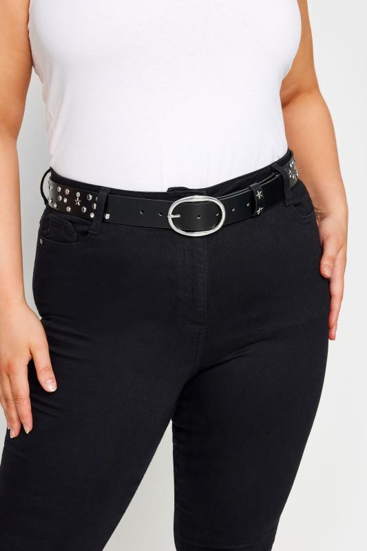 Black Star Studdded Belt | Yours Clothing 1