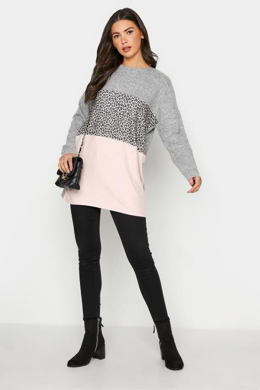 LTS Tall Grey Colourblock Knitted Jumper 2