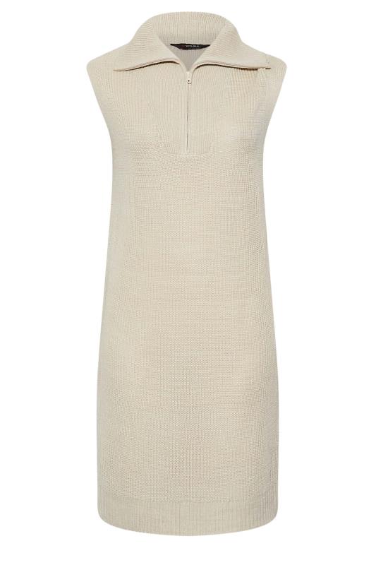 Plus Size Cream Zip Neck Longline Sleeveless Tunic Dress | Yours Clothing 6