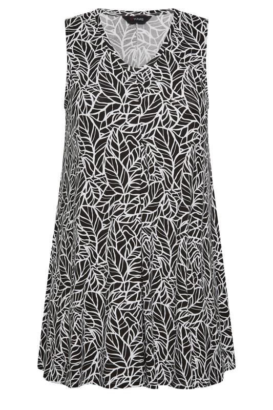 YOURS Plus Size Black Leaf Print Swing Vest Top | Yours Clothing  5
