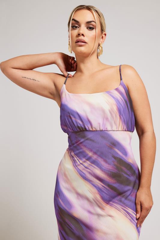 YOURS LONDON Plus Size Purple Abstract Print Midaxi Dress | Yours Clothing 2