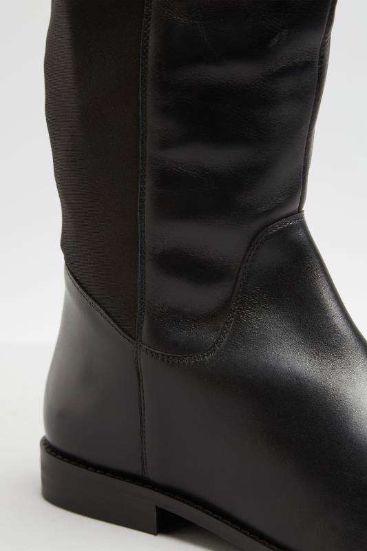 LTS Black Leather Stretch Knee High Boots In Standard Fit | Long Tall Sally  5