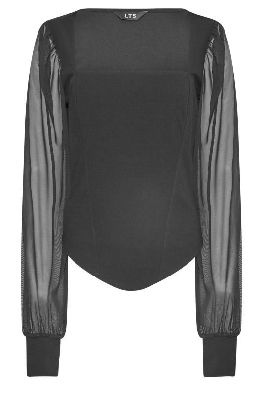 LTS Tall Black Corset Mesh Sleeve Top_X.jpg