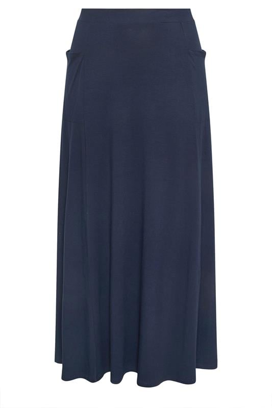 EVANS Plus Size Navy Blue Stretch Jersey Midaxi Skirt | Evans 5
