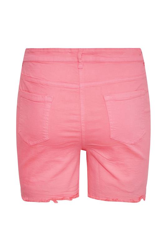 Curve Pink Ripped Denim Mom Shorts 6