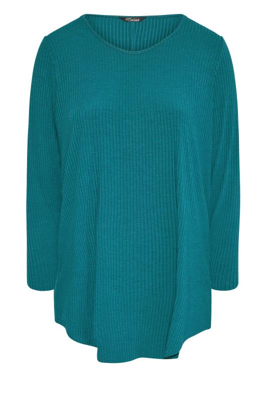 LIMITED COLLECTION Teal Longline Ribbed Top_F.jpg