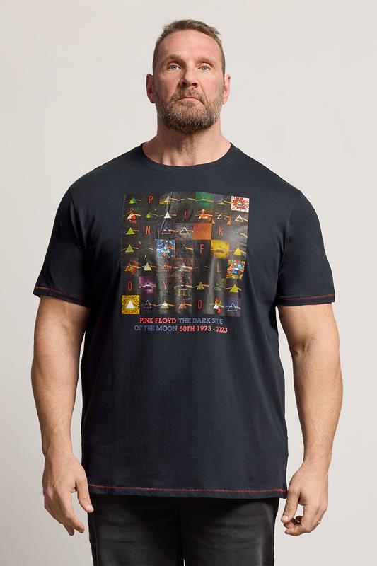  D555 Big & Tall donker marineblauw Pink Floyd T-shirt