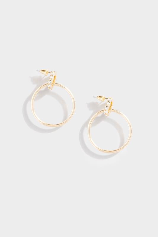 Gold Diamante Double Hoop Earrings 1