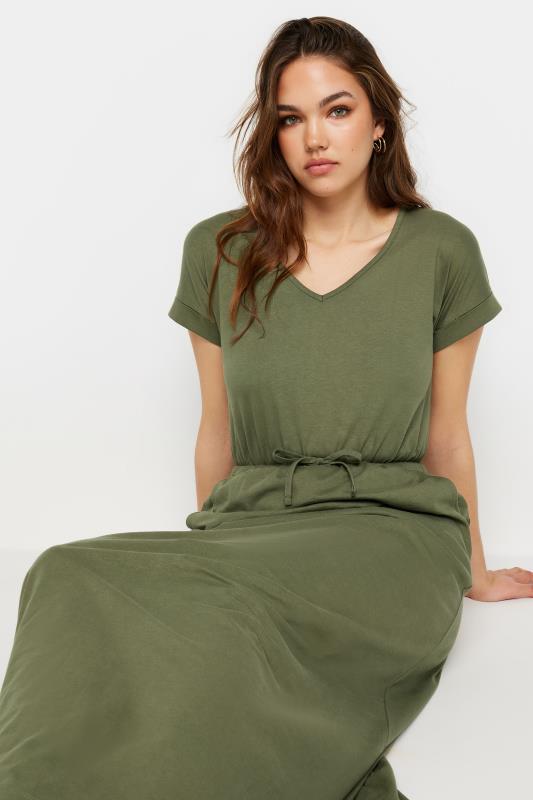 LTS Tall Women's Khaki Green Tie Waist Maxi T-Shirt Dress | Long Tall Sally 5