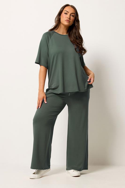 YOURS Plus Size Sage Green Soft Touch T-Shirt | Yours Clothing 1