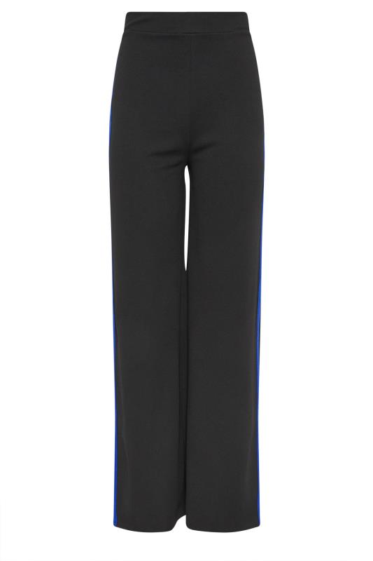 LTS Tall Womens Black & Cobalt Blue Side Stripe Wide Leg Trousers | Long Tall Sally 5