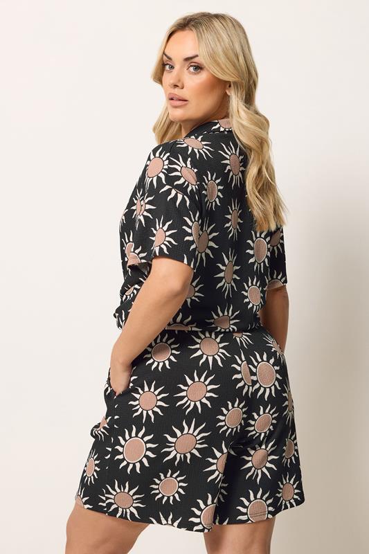 YOURS Plus Size Black Sun Print Shorts | Yours Clothing 2