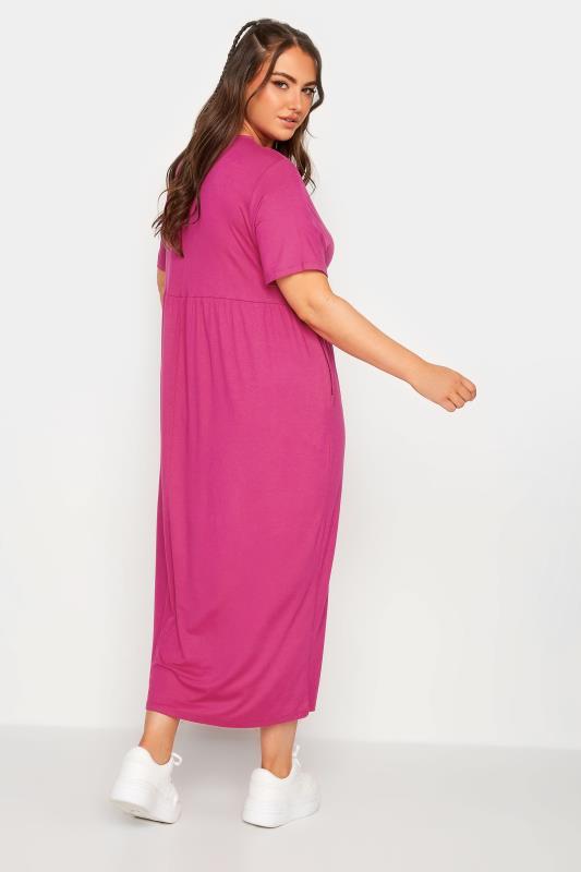 LIMITED COLLECTION Plus Size Curve Hot Pink Pocket Maxi Dress | Yours Clothing  4