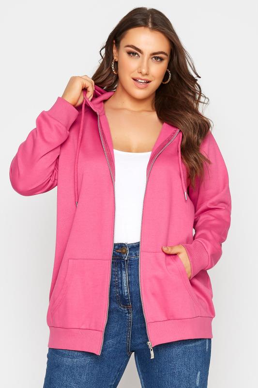 Plus Size  Pink Zip Hoodie
