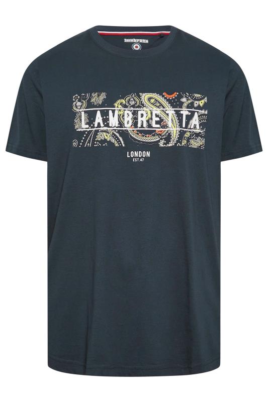 LAMBRETTA Big & Tall Navy Blue 'Lambretta' Box Slogan T-Shirt | BadRhino  3