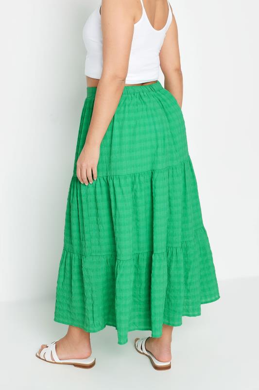 YOURS Plus Size Green Textured Tiered Midi Skirt | Yours Clothing 4
