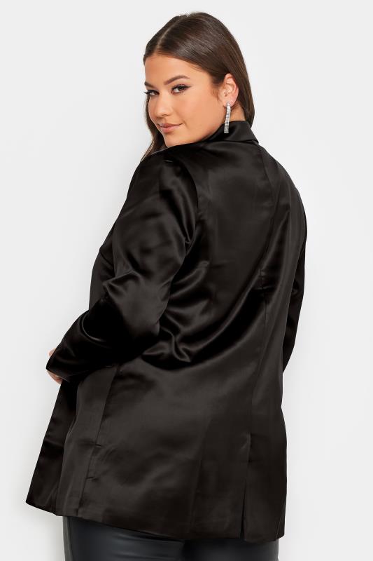 Plus Size Black Satin Blazer | Yours Clothing 4