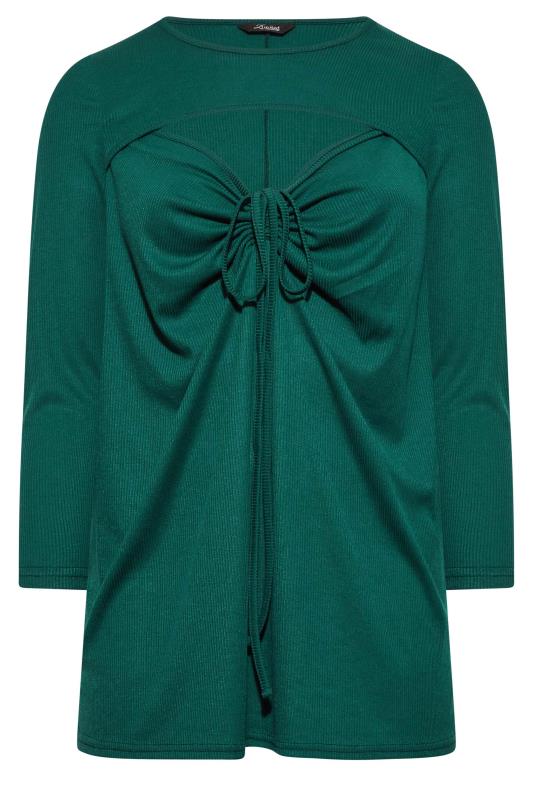 LIMITED COLLECTION Plus Size Green Cut Out Tie Detail Top | Yours Clothing 6