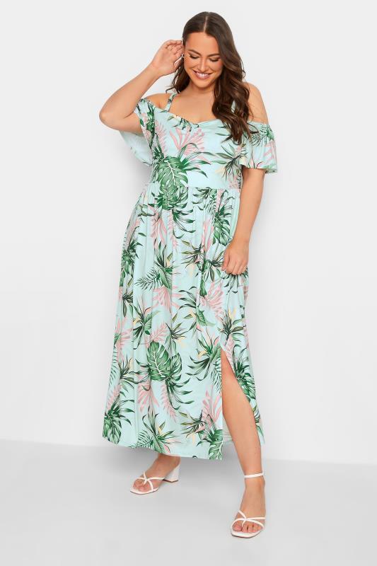 YOURS LONDON Plus Size Blue Tropical Print Maxi Dress | Yours Clothing