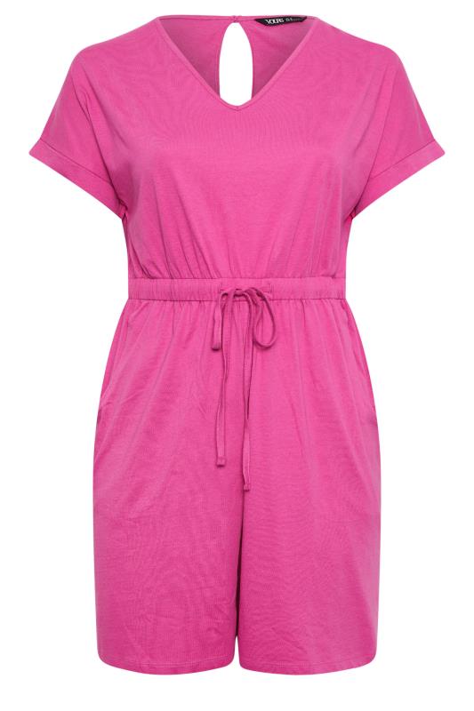 YOURS Plus Size Hot Pink Drawstring Playsuit | Yours Clothing 5