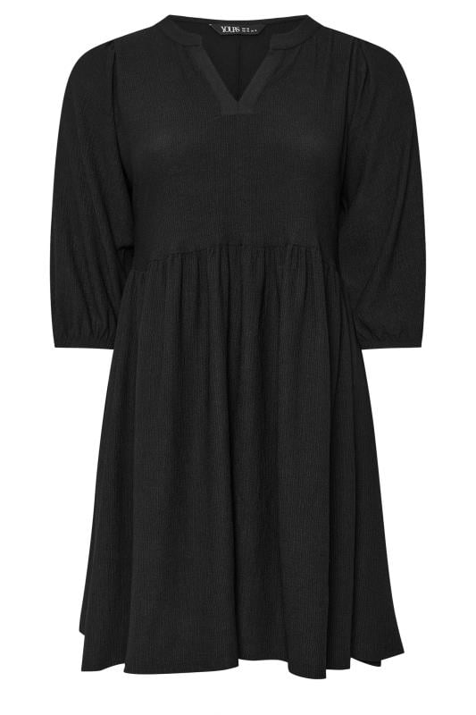 YOURS Plus Size Black Textured Smock Dress | Yours Clothing  5