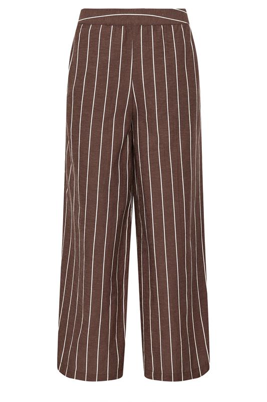 M&Co Chocolate Brown Stripe Wide Leg Trousers | M&Co 5