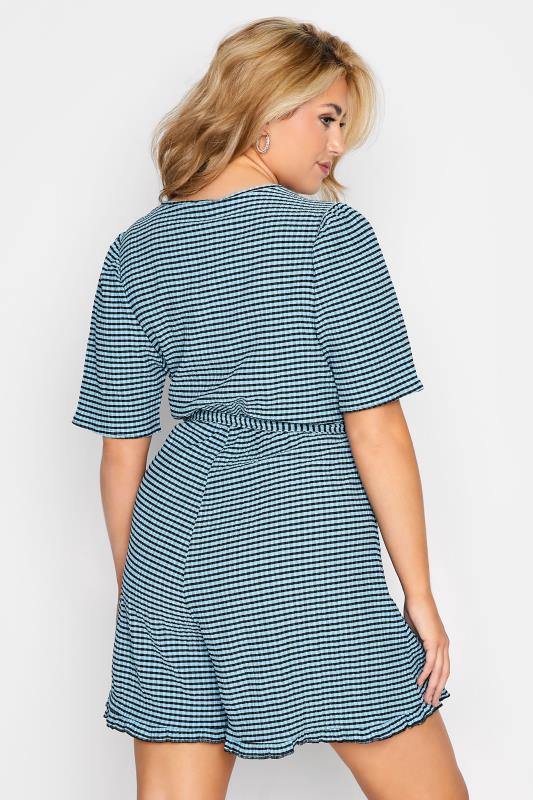 LIMITED COLLECTION Plus Size Blue Stripe Crinkle Wrap Playsuit | Yours Clothing 4