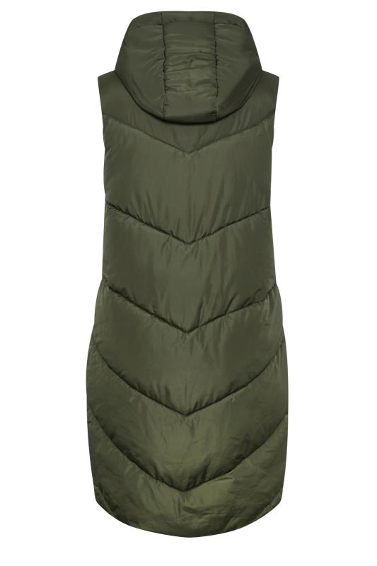 YOURS Curve Green Quilted Longline Hooded Gilet | Yours Clothing 9