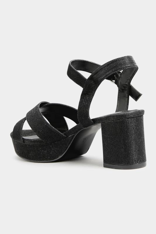 LIMITED COLLECTION Black Glitter Platform Heels In Wide E Fit & Extra Wide Fit | Yours Clothing 5