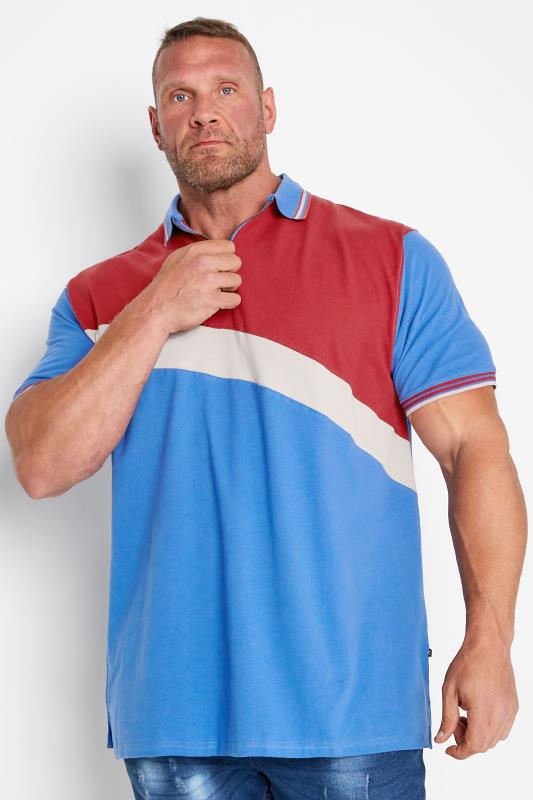 KAM Big & Tall Blue Cut & Sew Polo Shirt 1
