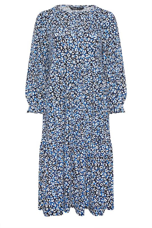YOURS Plus Size Blue Leopard Print Midaxi Dress | Yours Clothing 5