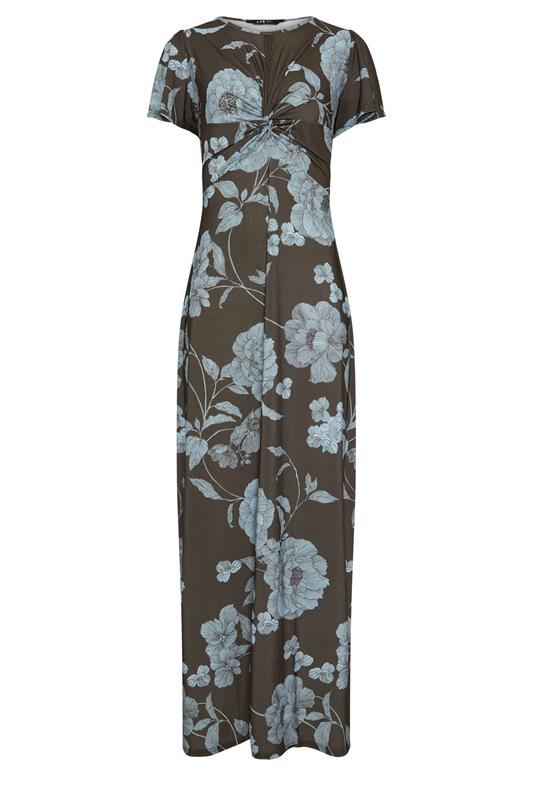 LTS Tall Chocolate Brown Floral Twist Front Maxi Dress | LongTallSally 5