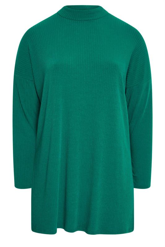 YOURS Plus Size Green Ribbed Turtle Neck Top | Yours Clothing 6